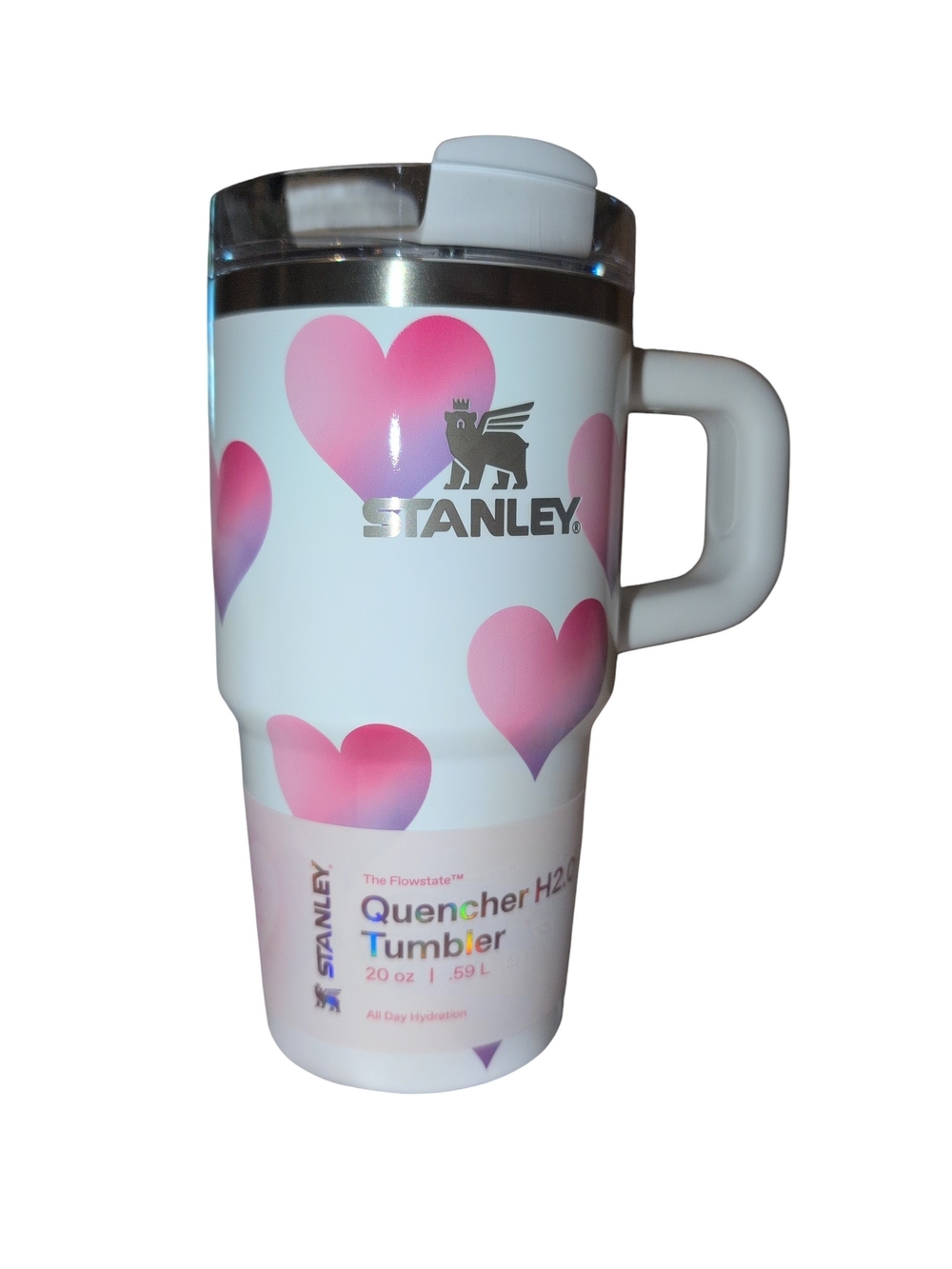 Stanley White & Pink Hearts Quencher H2.0 Tumbler